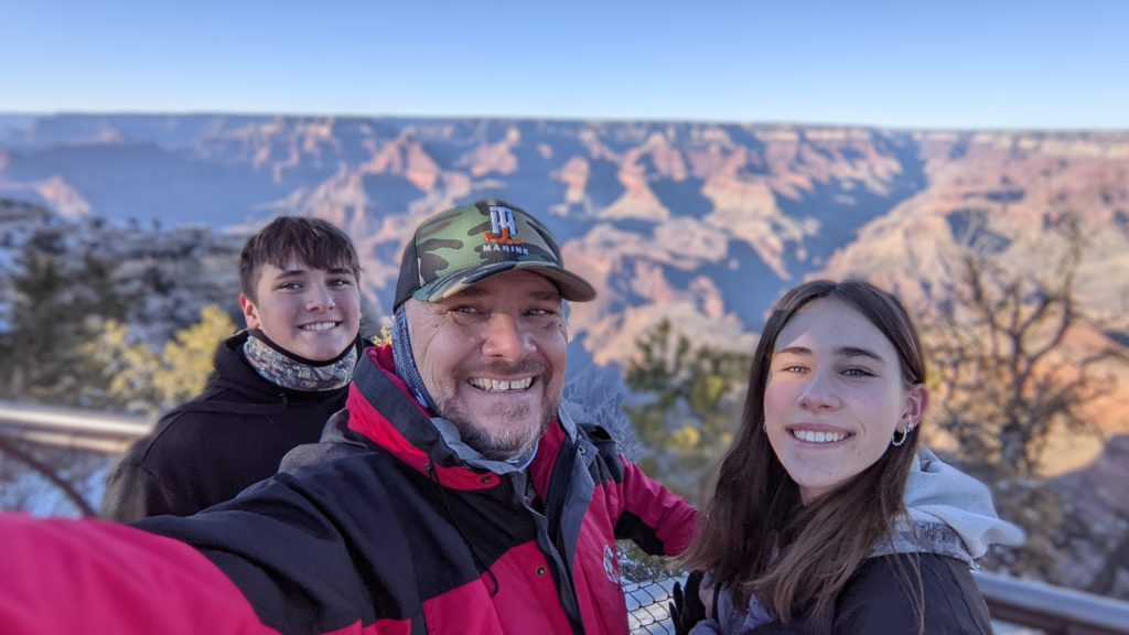 Kurt and his kids at the Grand Canyon